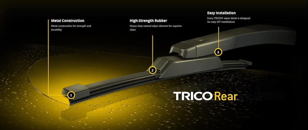 55-120 – TRICO Windshield Wiper Blade, 12 Inch Length Metal Frame Rubber Black Single Blade